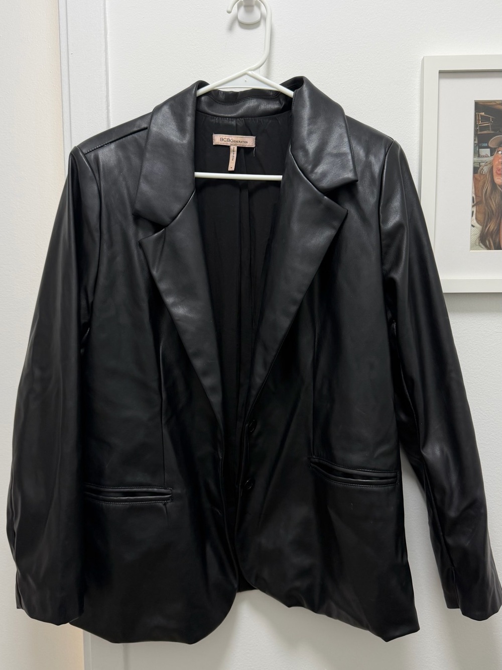 BCBGeneration Black Faux Leather Blazer Jacket